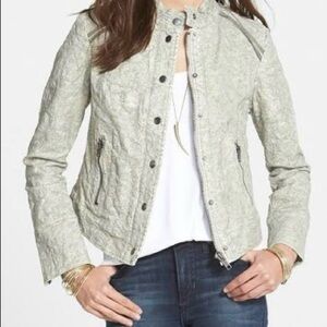 Free People Follow The Flock Jacquard‎ Moto Jacket Size 8